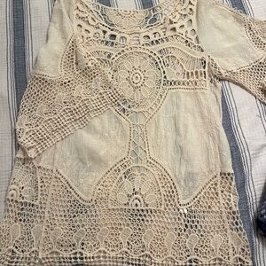 Cream Crochet Lace Top